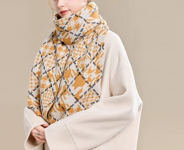 Holiday Scarf, Winter Wool Scarf, Warm Winter Scarf, Soft Cashmere Scarf for Women, Elegant Wool Scarves, Christmas Gifts for Her, Cold Weather Scarf, Fashion Scarf-Grace Painting Crafts