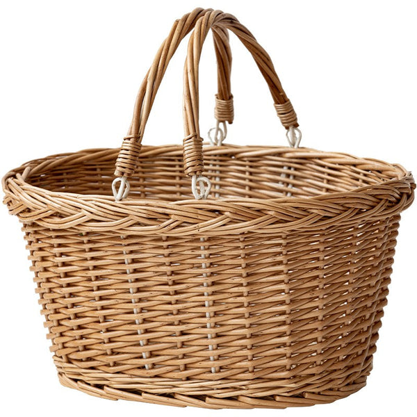 Kitchen Storage Baskets, Small Picnic Food Basket with Handle, Natural Hand-woven Wicker Storage Basket, Willow Weaving Baskets for Vegetable, Natural Fruit Basket-Grace Painting Crafts