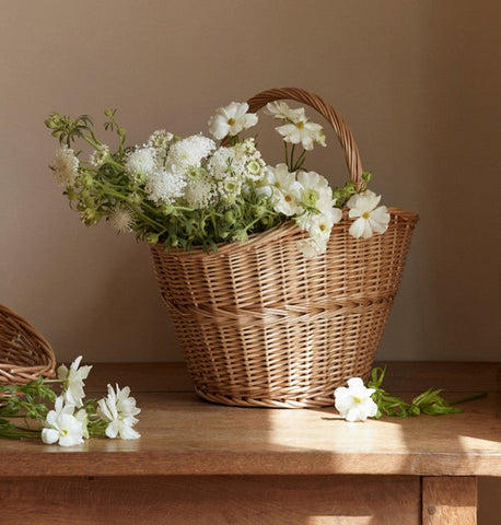 Willow Weaving Baskets with Handle, Large Picnic Food Basket with Handle, Natural Hand-woven Wicker Storage Basket, Natural Fruit Baskets, Kitchen Storage Baskets-Grace Painting Crafts