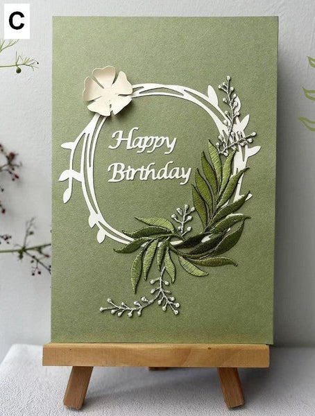 Beautiful Greeting Cards to Friends, Embroidery Greeting Cards, Creative Birthday Greeting Card, Original Handmade Embroidery Greeting Cards-Grace Painting Crafts
