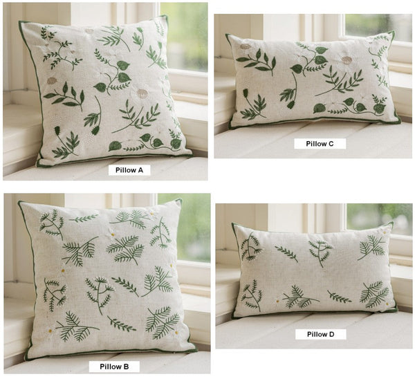 Embroider Flower Cotton Pillow Covers, Decorative Pillows for Sofa, Farmhouse Decorative Pillows for Couch, Spring Flower Decorative Pillows for Bedroom-Grace Painting Crafts