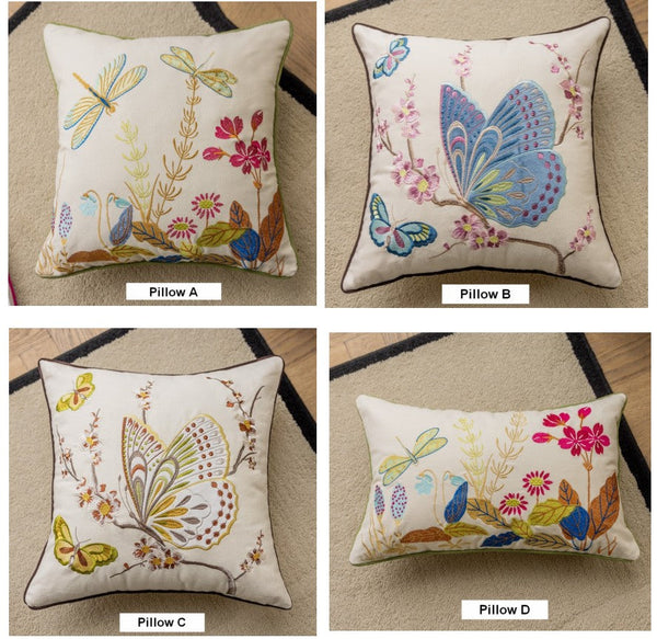 Modern Decorative Pillows for Couch, Butterfly Dragonfly Cotton and linen Pillow Cover, Decorative Throw Pillows for Living Room, Decorative Sofa Pillows-Grace Painting Crafts