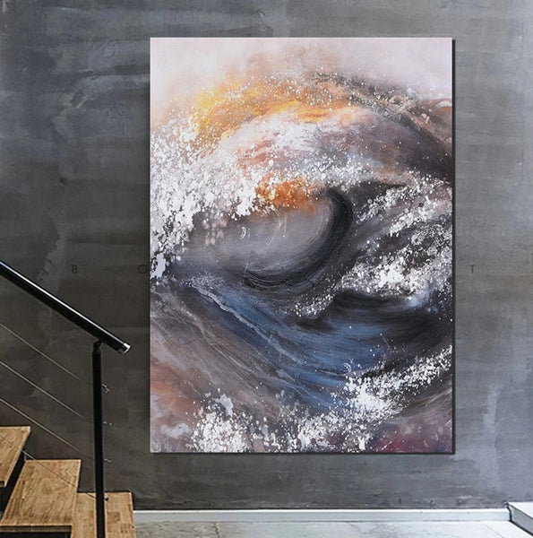 Living Room Modern Paintings, Big Wave Painting, Acrylic Canvas Paintings, Large Painting on Canvas, Modern Abstract Painting-Grace Painting Crafts