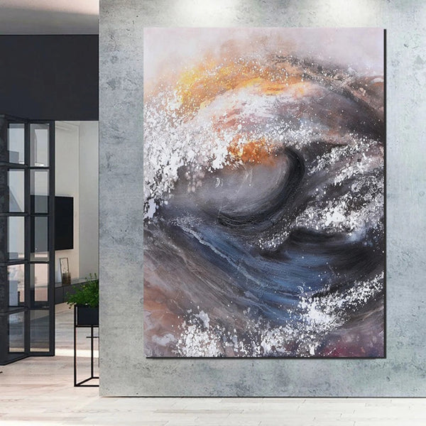 Living Room Modern Paintings, Big Wave Painting, Acrylic Canvas Paintings, Large Painting on Canvas, Modern Abstract Painting-Grace Painting Crafts