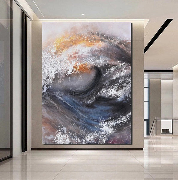 Living Room Modern Paintings, Big Wave Painting, Acrylic Canvas Paintings, Large Painting on Canvas, Modern Abstract Painting-Grace Painting Crafts