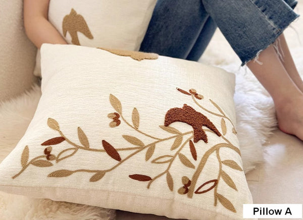 Decorative Pillows for Couch, Square Decorative Pillow Covers, Farmhouse Decorative Pillows for Sofa, Spring Swallow Decorative Pillows for Bedroom-Grace Painting Crafts