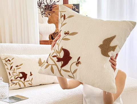 Decorative Pillows for Couch, Square Decorative Pillow Covers, Farmhouse Decorative Pillows for Sofa, Spring Swallow Decorative Pillows for Bedroom-Grace Painting Crafts