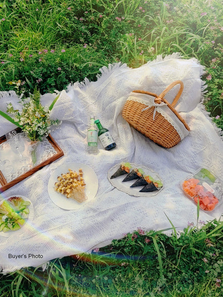 Picnic Storage Basket with Handle, Extra Large Kitchen Storage Baskets, Natural Hand-woven Wicker Storage Basket, Lovely Willow Weaving Baskets for Vegetable, Natural Fruit Storage Baskets-Grace Painting Crafts