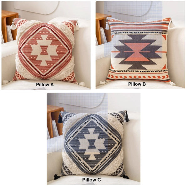 Geometric Modern Pillow Covers, Square Pillows for Couch, Oriental Decorative Throw Pillows for Living Room, Bohemian Decorative Sofa Pillows-Grace Painting Crafts