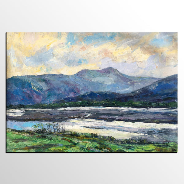 Landscape Canvas Painting, Canvas Wall Art Painting, Mountain Landscape Paintings, Custom Large Painting, Autumn Mountain Painting-Grace Painting Crafts
