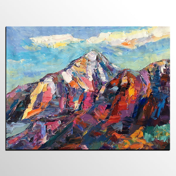 Abstract Mountain Painting, Landscape Wall Art Paintings, Custom Original Landscape Painting, Mountain Landscape Painting-Grace Painting Crafts