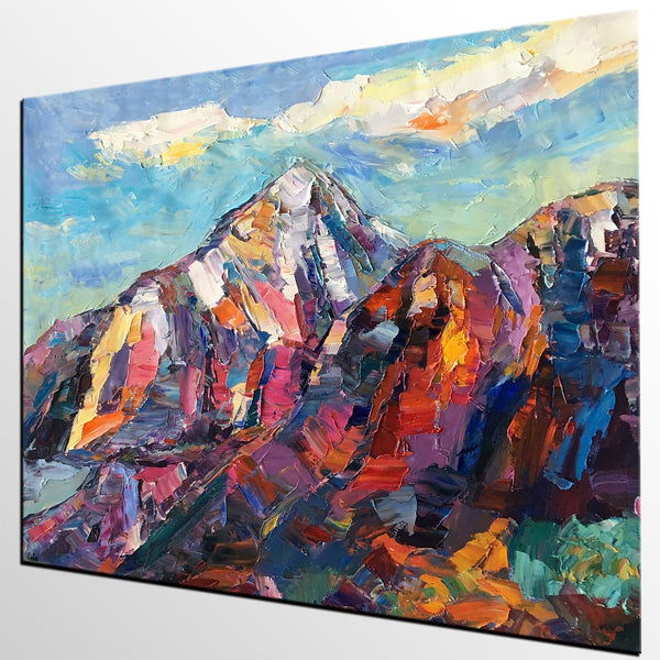 Abstract Mountain Painting, Landscape Wall Art Paintings, Custom Original Landscape Painting, Mountain Landscape Painting-Grace Painting Crafts