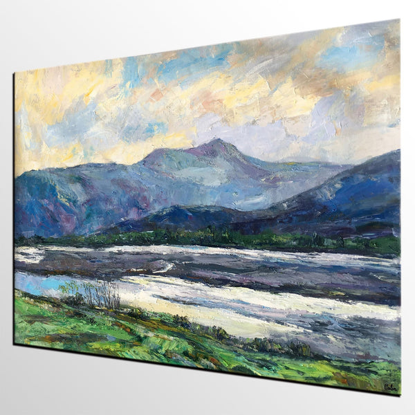 Landscape Canvas Painting, Canvas Wall Art Painting, Mountain Landscape Paintings, Custom Large Painting, Autumn Mountain Painting-Grace Painting Crafts