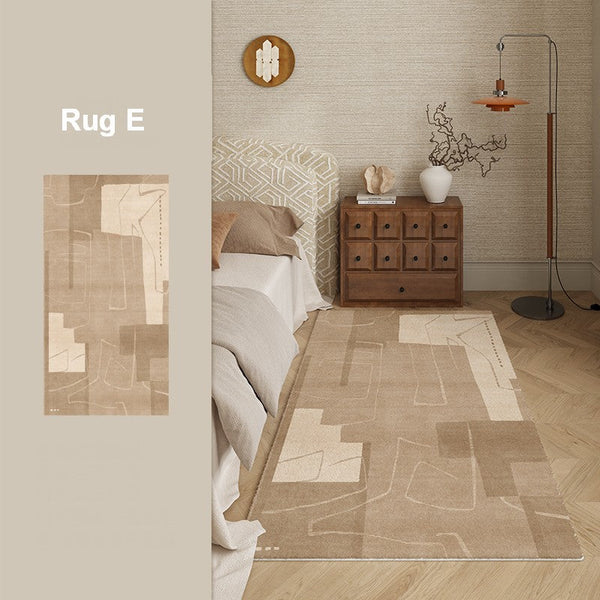 Unique Geometric Modern Rugs under Dining Room Table, Brown Modern Carpets for Office, Abstract Modern Rugs for Living Room, Contemporary Modern Rugs Next to Bed-Grace Painting Crafts