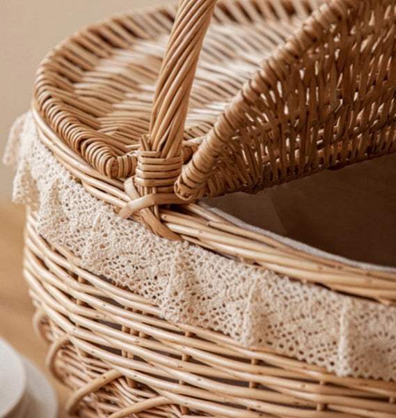 Extra Large Kitchen Storage Baskets, Picnic Storage Basket with Handle, Natural Hand-woven Wicker Storage Basket, Lovely Willow Weaving Baskets for Vegetable, Natural Fruit Storage Baskets-Grace Painting Crafts