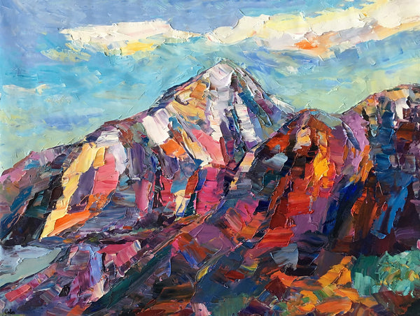 Abstract Mountain Painting, Landscape Wall Art Paintings, Custom Original Landscape Painting, Mountain Landscape Painting-Grace Painting Crafts