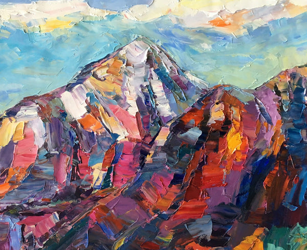 Abstract Mountain Painting, Landscape Wall Art Paintings, Custom Original Landscape Painting, Mountain Landscape Painting-Grace Painting Crafts