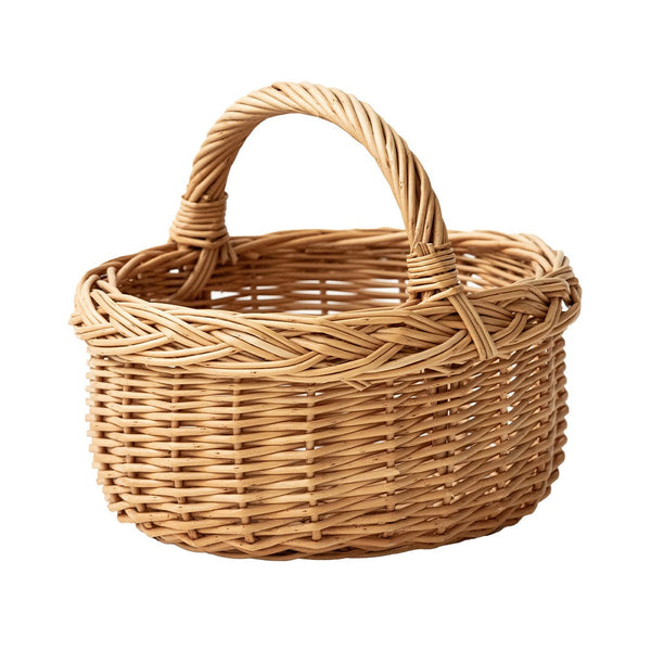 Small Kitchen Storage Baskets, Picnic Storage Basket with Handle, Hand-woven Wicker Storage Basket, Natural Fruit Basket, Willow Weaving Baskets for Vegetable-Grace Painting Crafts