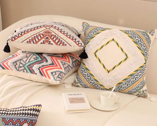 Geometric Modern Pillow Covers, Square Pillows for Couch, Oriental Decorative Throw Pillows for Living Room, Bohemian Decorative Sofa Pillows-Grace Painting Crafts