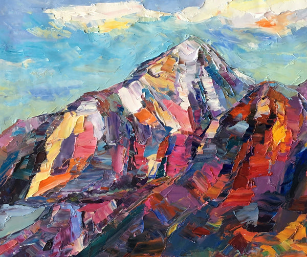 Abstract Mountain Painting, Landscape Wall Art Paintings, Custom Original Landscape Painting, Mountain Landscape Painting-Grace Painting Crafts