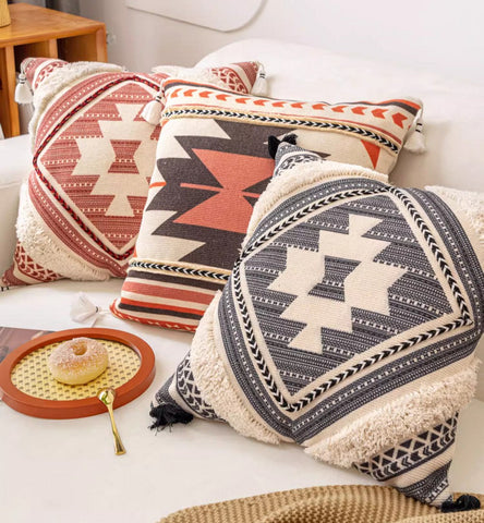 Geometric Modern Pillow Covers, Square Pillows for Couch, Oriental Decorative Throw Pillows for Living Room, Bohemian Decorative Sofa Pillows-Grace Painting Crafts