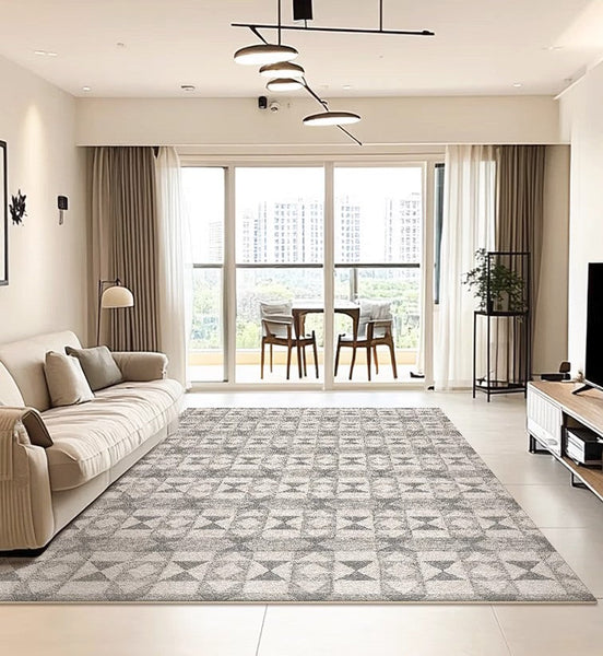 Large Gray Floor Rugs for Living Room, Dining Room Floor Rug, Modern Floor Rugs for Bedroom, Extra Large Geometric Modern Rugs for Office-Grace Painting Crafts