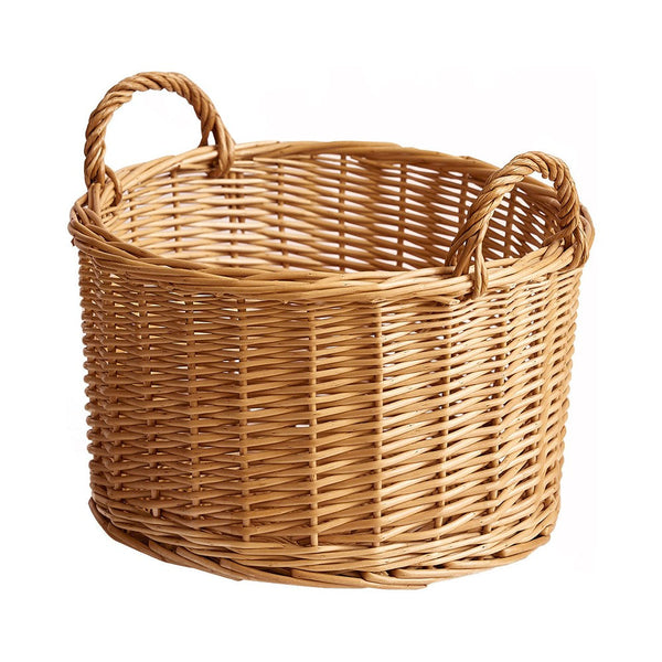 Small Picnic Fruit Basket with Handle, Kitchen Storage Baskets, Natural Hand-woven Wicker Round Storage Basket, Small Willow Weaving Baskets for Vegetable, Natural Fruit Storage Basket-Grace Painting Crafts