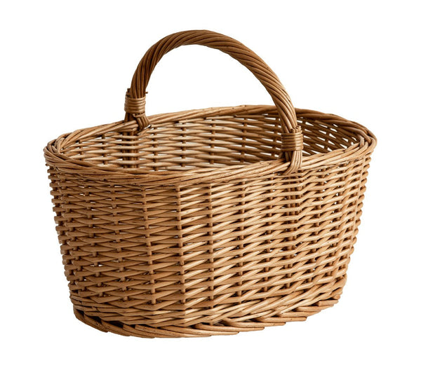 Small Picnic Storage Basket with Handle, Hand-woven Wicker Storage Basket, Willow Weaving Baskets for Vegetable, Natural Fruit Basket, Kitchen Storage Baskets-Grace Painting Crafts