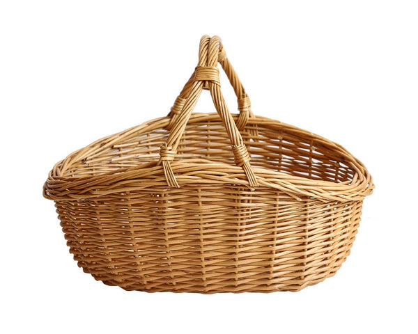 Large Kitchen Storage Baskets, Picnic Storage Basket with Handle, Hand-woven Wicker Storage Basket, Willow Weaving Baskets for Vegetable, Natural Fruit Basket-Grace Painting Crafts