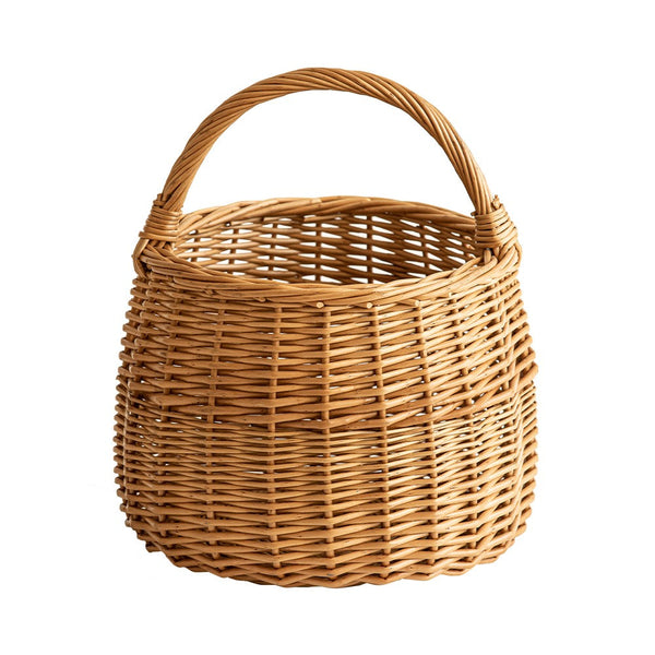 Storage Basket for Kitchen, Picnic Storage Basket with Handle, Hand-woven Wicker Storage Basket, Natural Fruit Basket, Willow Weaving Baskets for Vegetable-Grace Painting Crafts