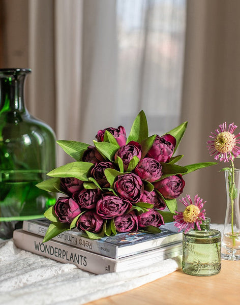 Purple Tulip Flowers, Bedroom Flower Arrangement Ideas, Spring Artificial Floral for Dining Room Table, Simple Modern Floral Arrangement Ideas for Home Decoration-Grace Painting Crafts