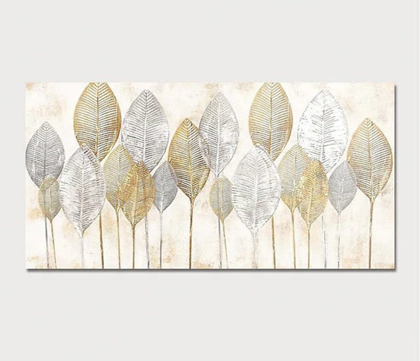 Abstract Leaves Paintings, Contemporary Wall Art Paintings, Simple Modern Paintings for Dining Room-Grace Painting Crafts