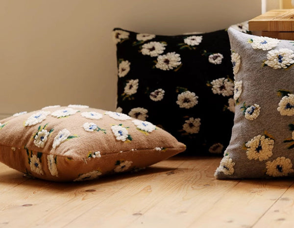Contemporary Modern Sofa Pillows, Square Modern Throw Pillows for Couch, Flower Decorative Pillow Covers, Decorative Pillows for Bedroom-Grace Painting Crafts