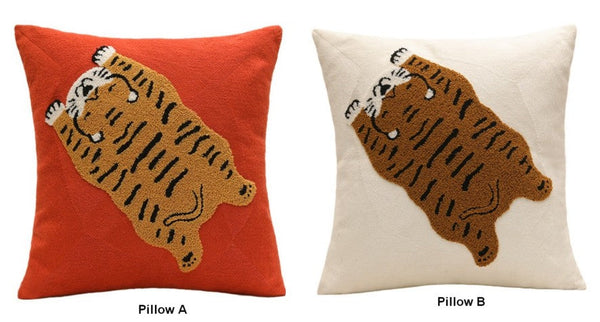 Contemporary Modern Sofa Pillow Covers, Square Modern Throw Pillows for Couch, Lovely Tiger Decorative Pillows for Children's Room, Decorative Pillows for Bedroom-Grace Painting Crafts