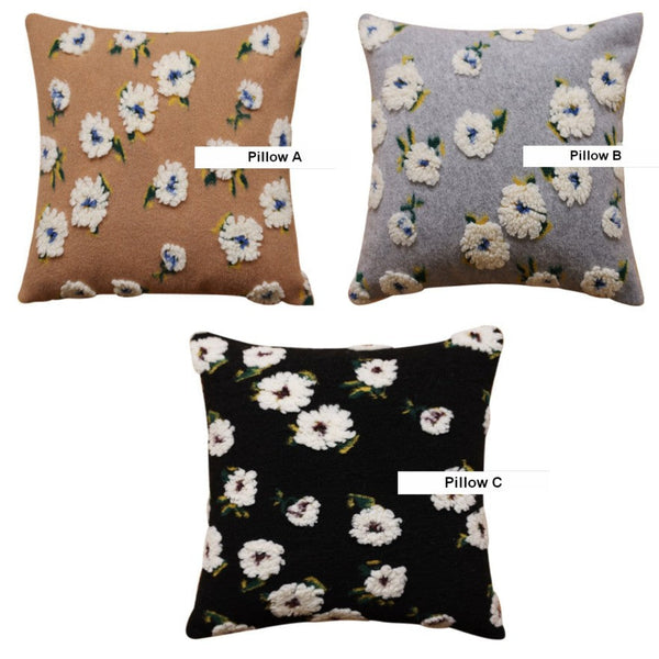 Contemporary Modern Sofa Pillows, Square Modern Throw Pillows for Couch, Flower Decorative Pillow Covers, Decorative Pillows for Bedroom-Grace Painting Crafts