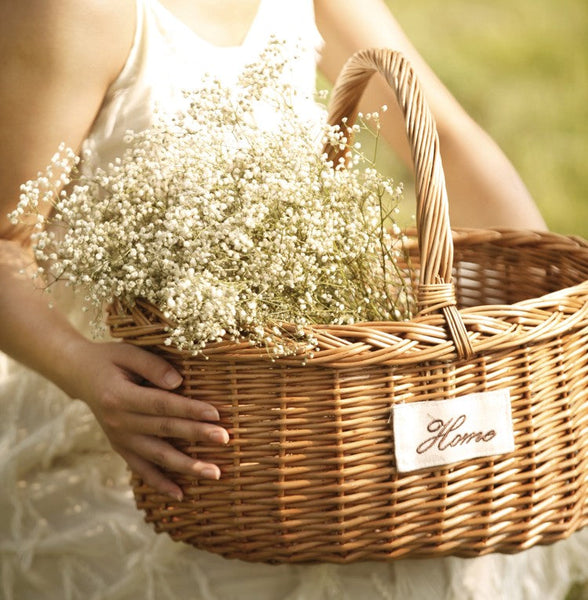 Hand-woven Wicker Storage Basket, Large Picnic Food Basket with Handle, Willow Weaving Baskets for Vegetable, Natural Fruit Basket, Kitchen Storage Baskets-Grace Painting Crafts
