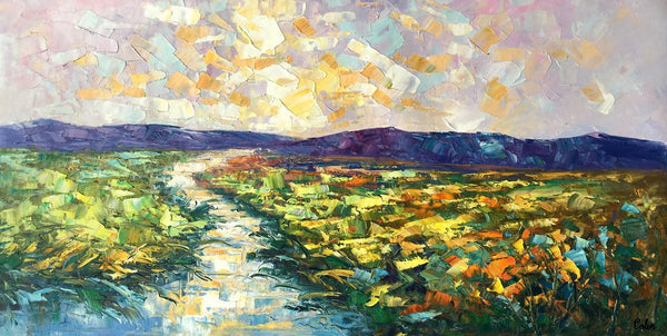 Mountain River Painting, Canvas Oil Paintings, Bedroom Wall Art Paintings, Custom Large Original Oil Painting-Grace Painting Crafts