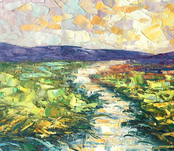 Mountain River Painting, Canvas Oil Paintings, Bedroom Wall Art Paintings, Custom Large Original Oil Painting-Grace Painting Crafts