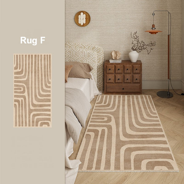 Unique Geometric Modern Rugs under Dining Room Table, Brown Modern Carpets for Office, Abstract Modern Rugs for Living Room, Contemporary Modern Rugs Next to Bed-Grace Painting Crafts