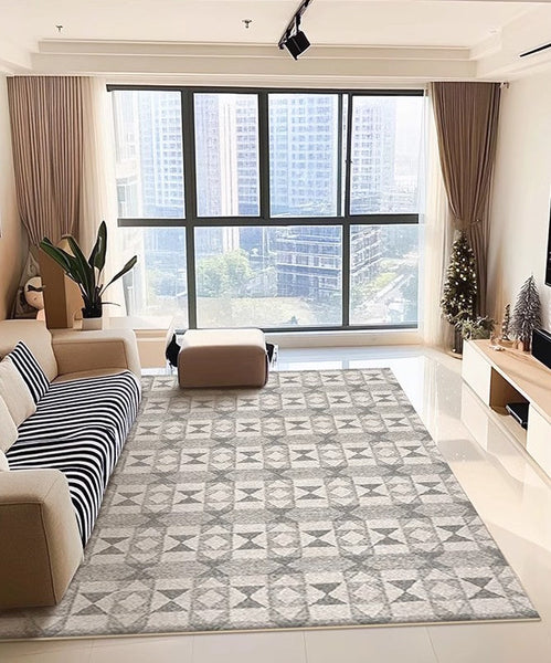 Large Gray Floor Rugs for Living Room, Dining Room Floor Rug, Modern Floor Rugs for Bedroom, Extra Large Geometric Modern Rugs for Office-Grace Painting Crafts