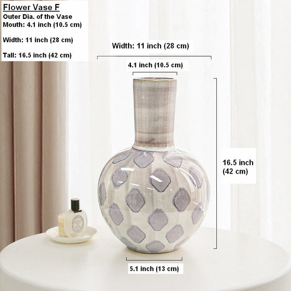 Unique Porcelain Flower Vases, Flower Vases on Table, Contemporary Vases for Modern Home Decor, Ceramic Bouquet Vases, Dining Table Centerpiece-Grace Painting Crafts