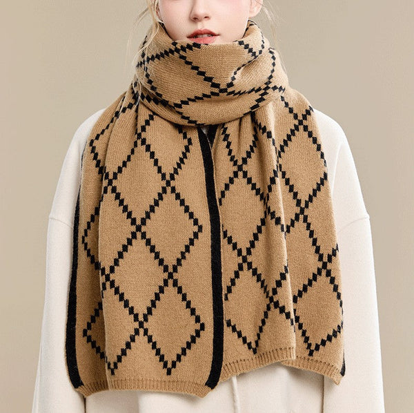 Elegant Wool Scarves, Black Brown Warm Winter Scarf, Winter Wool Scarf, Soft Cashmere Scarf for Women, Cold Weather Scarf, Fashion Scarf, Christmas Gifts for Her, Holiday Scarf-Grace Painting Crafts