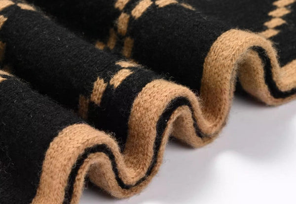 Elegant Wool Scarves, Black Brown Warm Winter Scarf, Winter Wool Scarf, Soft Cashmere Scarf for Women, Cold Weather Scarf, Fashion Scarf, Christmas Gifts for Her, Holiday Scarf-Grace Painting Crafts