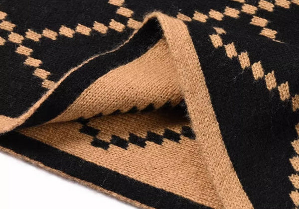 Elegant Wool Scarves, Black Brown Warm Winter Scarf, Winter Wool Scarf, Soft Cashmere Scarf for Women, Cold Weather Scarf, Fashion Scarf, Christmas Gifts for Her, Holiday Scarf-Grace Painting Crafts