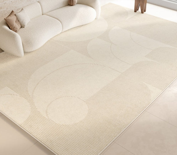 Modern Cream Color Rugs for Living Room, Modern Rugs under Sofa, Abstract Contemporary Rugs for Bedroom, Dining Room Floor Rugs, Modern Rugs for Office-Grace Painting Crafts