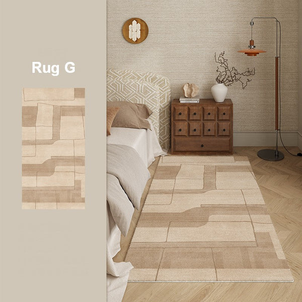 Unique Geometric Modern Rugs under Dining Room Table, Brown Modern Carpets for Office, Abstract Modern Rugs for Living Room, Contemporary Modern Rugs Next to Bed-Grace Painting Crafts