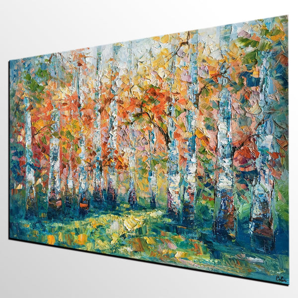 Original Wall Art, Birch Tree Painting, Landscape Painting, Custom Canvas Wall Art, Original Artwork, Canvas Painting, Tree Painting-Grace Painting Crafts