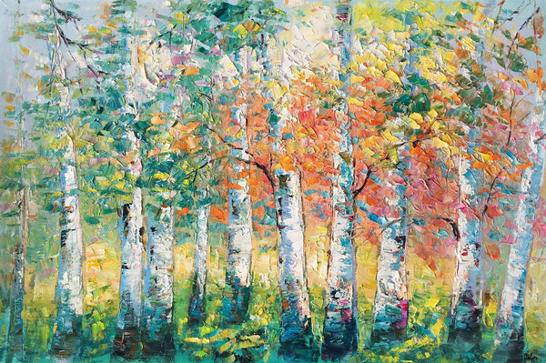 Custom Canvas Painting for Living Room, Heavy Texture Canvas Art, Autumn Tree Landscape Art-Grace Painting Crafts