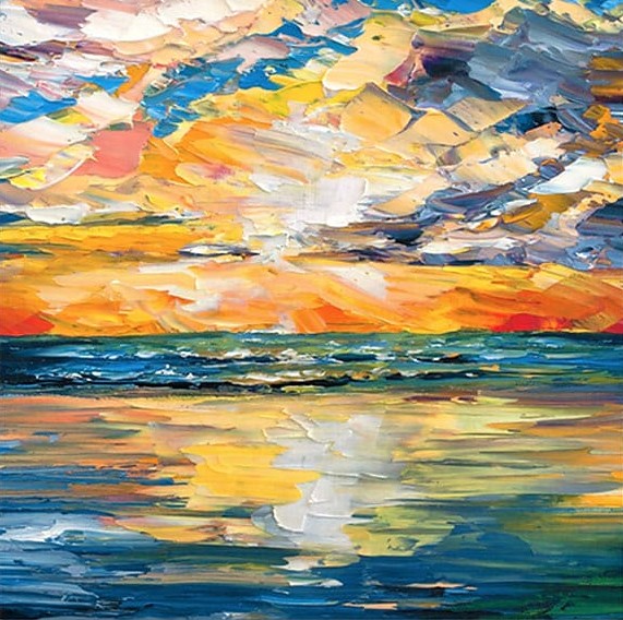 Hand Painted Canvas Painting, Simple Modern Art, Paintings for Living Room, Sunrise Painting, Simple Painting Ideas for Bedroom-Grace Painting Crafts