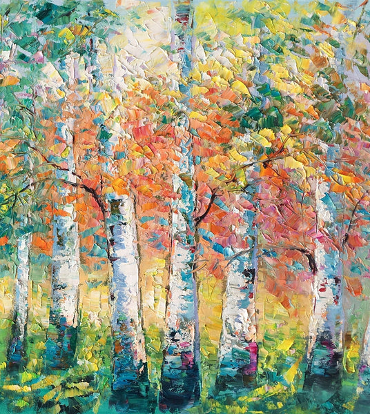 Custom Canvas Painting for Living Room, Heavy Texture Canvas Art, Autumn Tree Landscape Art-Grace Painting Crafts